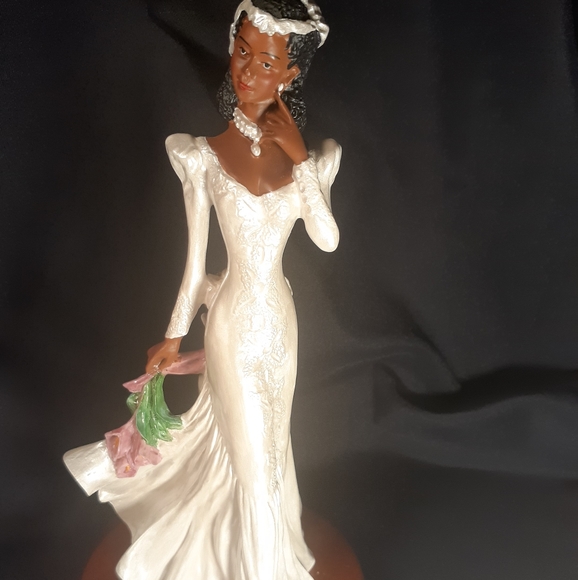 Ceramic African American Wedding Bride and Groom Couple  African American Bride Figurine